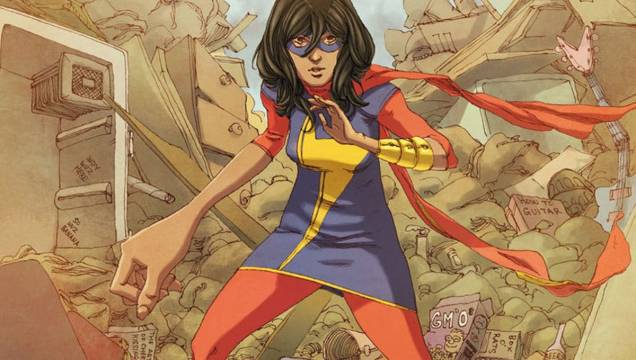 Ms. Marvel: Kamala Khan é a atual Ms. Marvel, manto que já foi vestido por Carol Danvers. Se até os anos 2010 a personagem era uma norte-americana loira, após esse período Khan assumiu o manto como uma garota muçulmana, de ascendência paquistanesa. Embora não seja a primeira muçulmana da Marvel, é a primeira personagem a ter revista em quadrinhos própria.