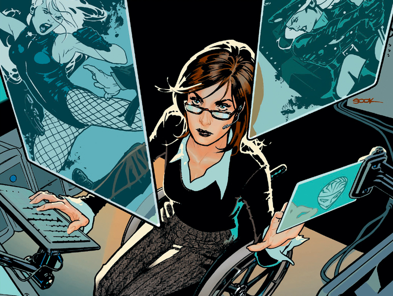Barbara Gordon, a primeira Batgirl e filha do Comissário Gordon, se tornou a heroína cadeirante Oráculo após ter sido atingida por uma bala na coluna pelo Coringa. Por anos, ela foi a comandante da equipe feminina Aves de Rapina.