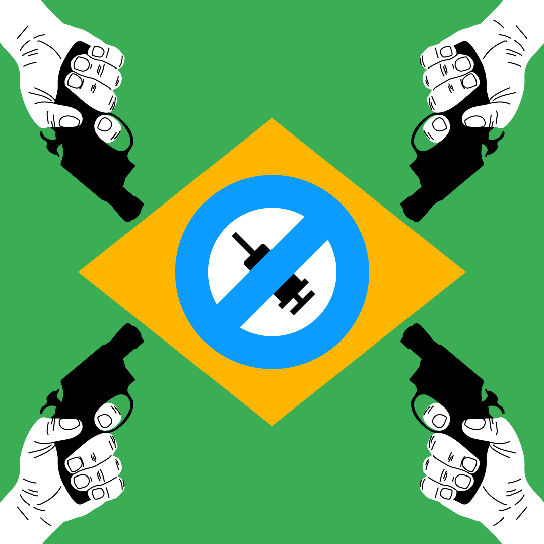 armas x vacinas x bandeira