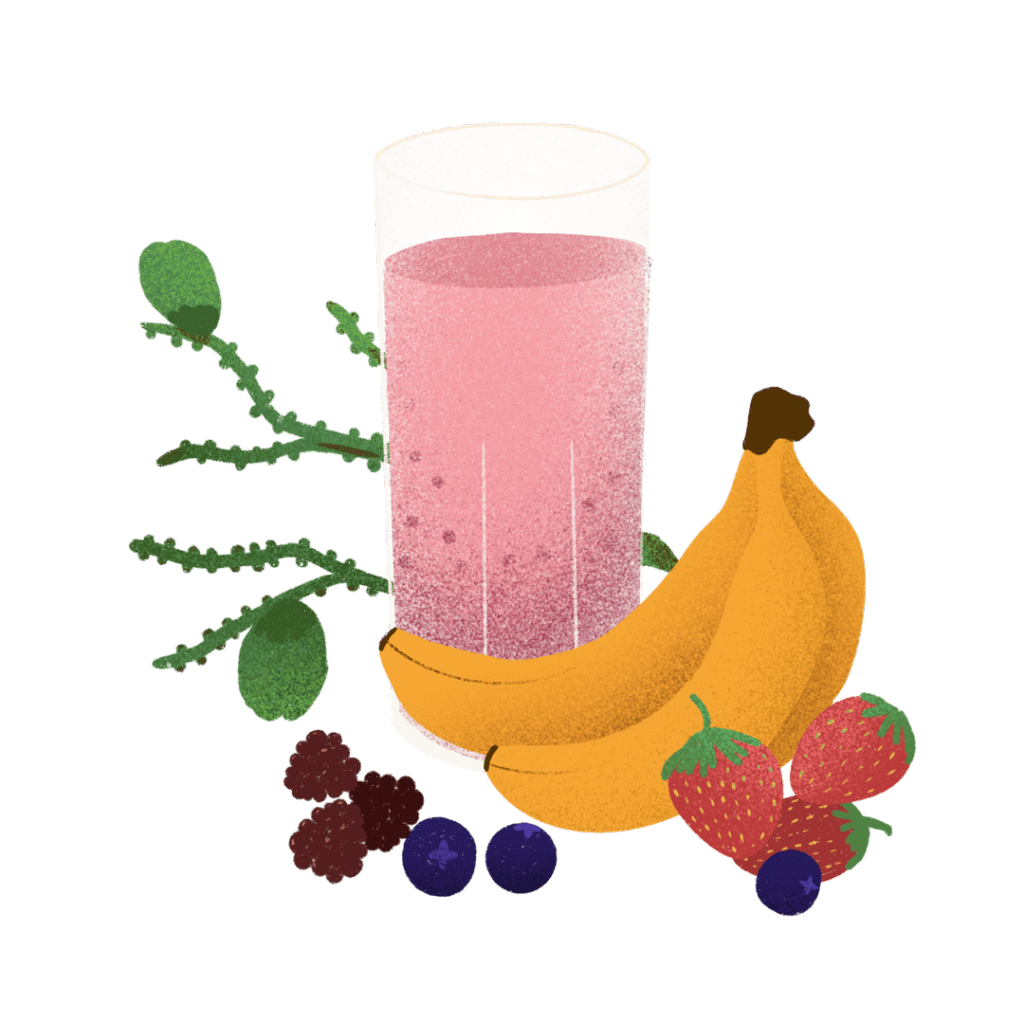 Smoothie de banana com frutas vermelhas