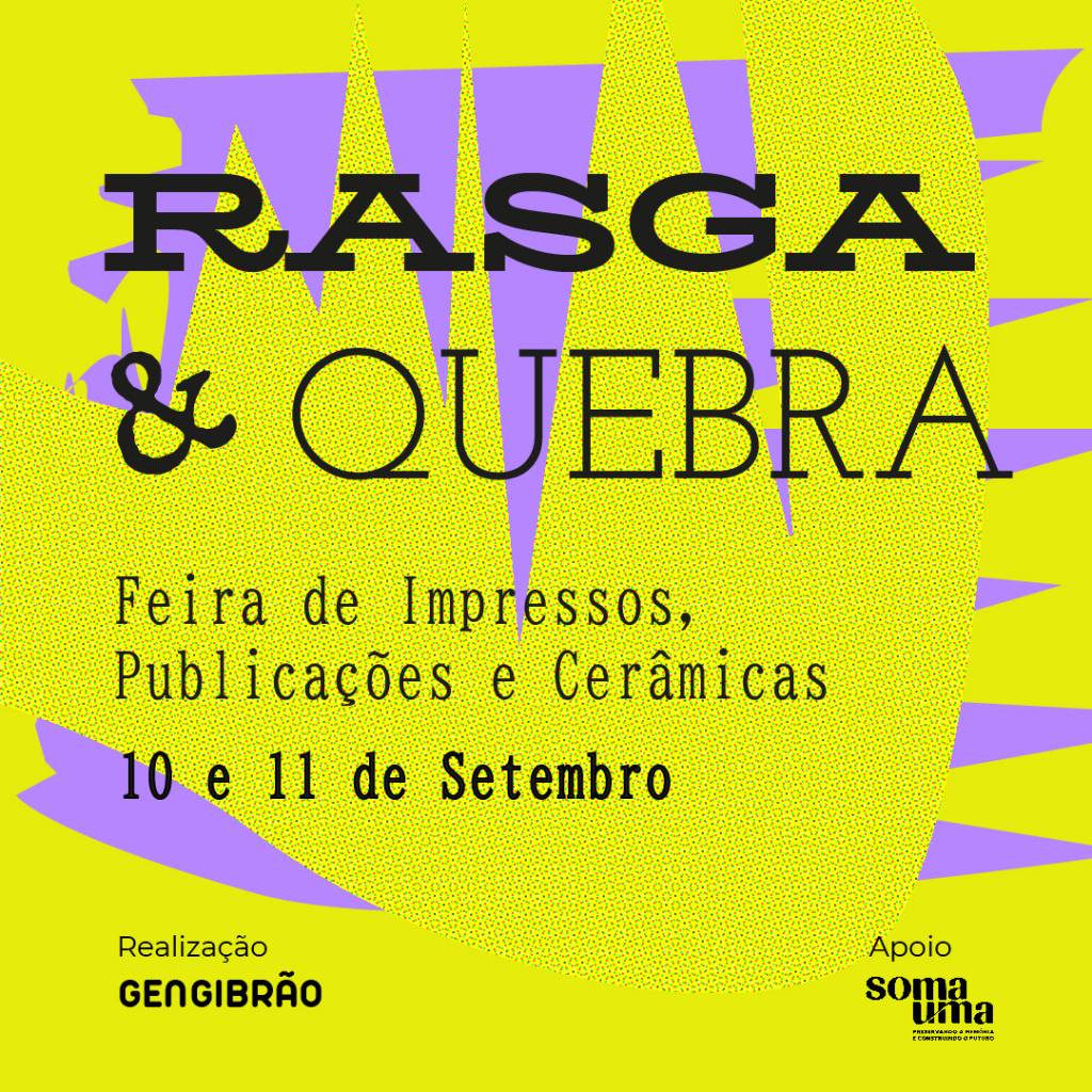 Rasga e Quebra, feira de publicações independentes e cerâmicas, rola nos dias 10 e 11 de setembro na Gengibrão