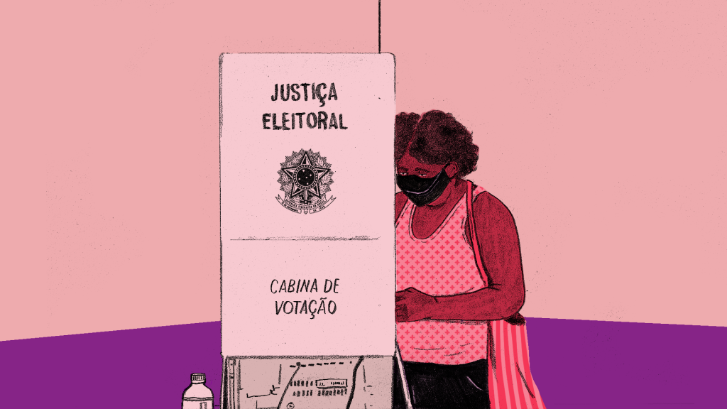 Mulher votando em eleição